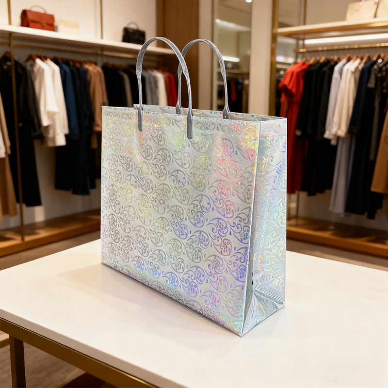 Bolsa de asas de regalo laminada con película brillante