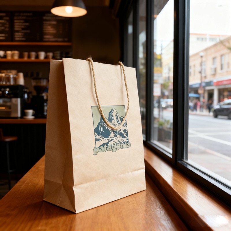 Bolsa de regalo de papel Kraft con cuerda de papel